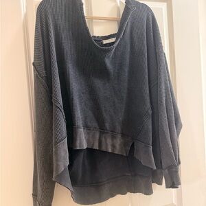 We The Free Charcoal Textured Knit Top